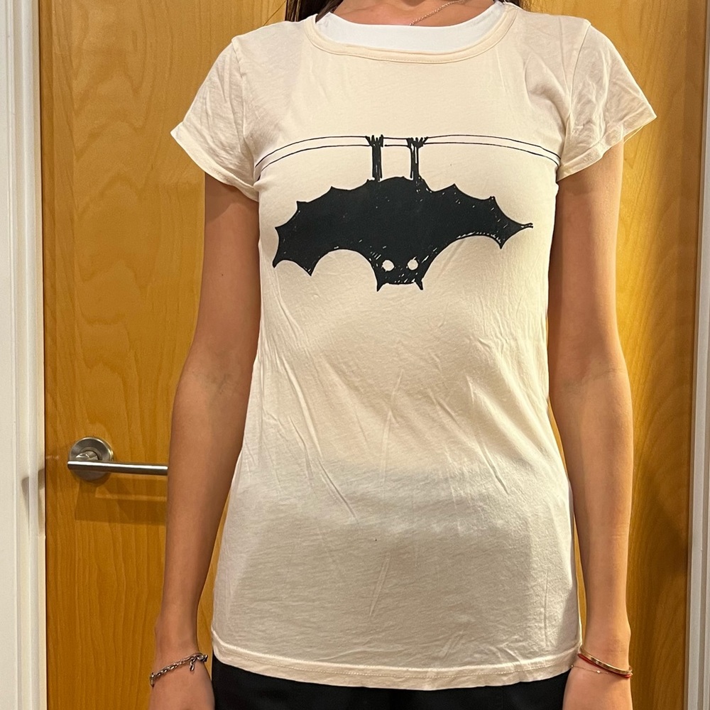 Beige t-shirt with black bat thin soft fabric Marc by Marc Jacobs